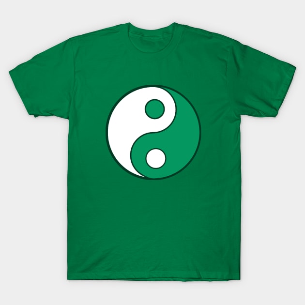 Green and White Yin Yang T-Shirt by Scarebaby